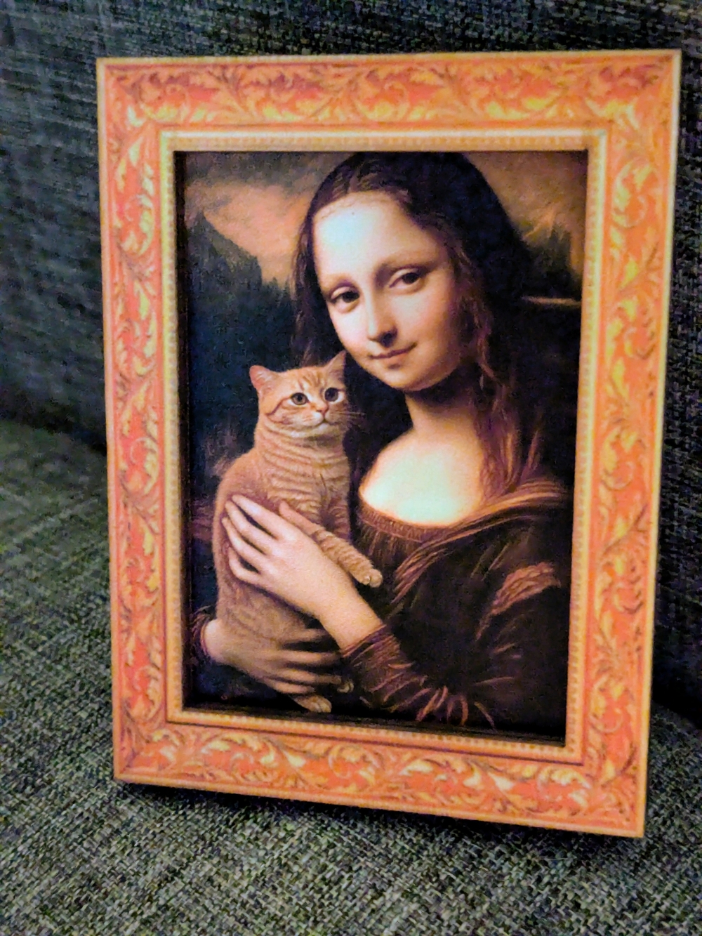 Mona Lisa Cat Magnet Decorative Print Framed Art
